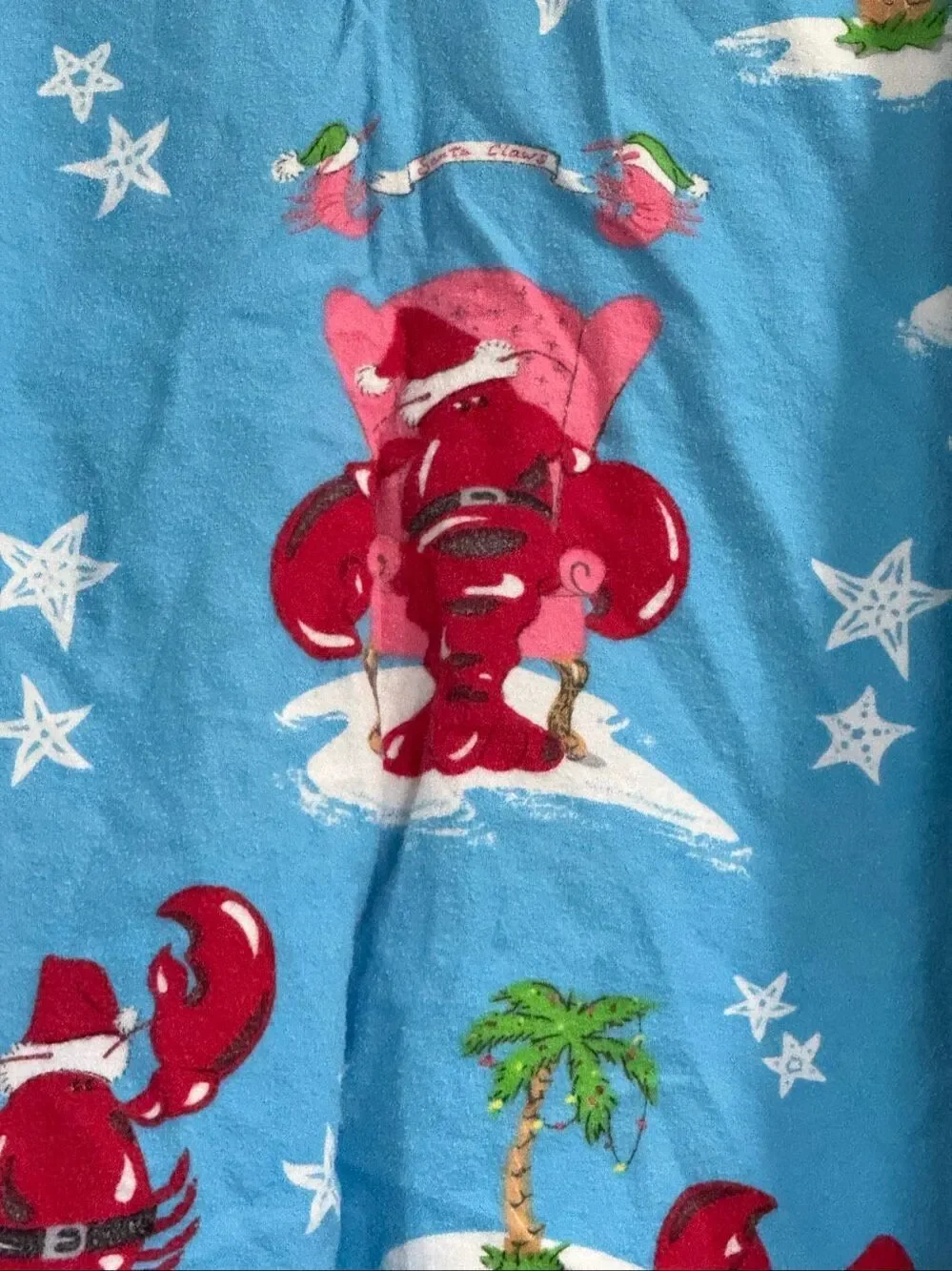 NICK & NORA Holiday Santa Lobster Claws Flannel Pajama Set XL Christmas